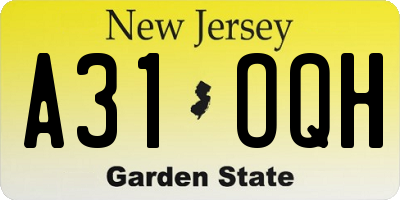 NJ license plate A31OQH