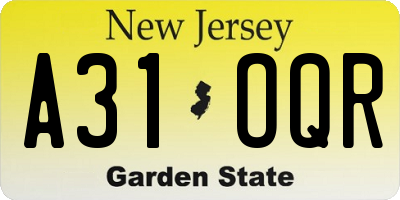 NJ license plate A31OQR