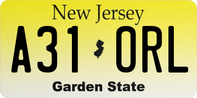 NJ license plate A31ORL