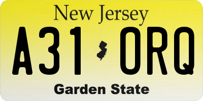NJ license plate A31ORQ
