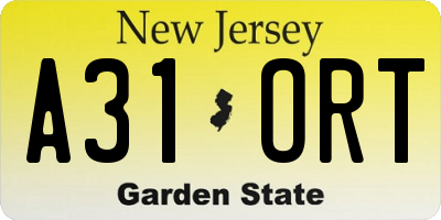 NJ license plate A31ORT