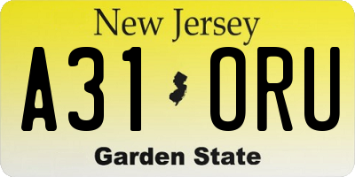 NJ license plate A31ORU