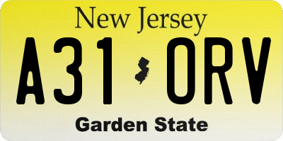 NJ license plate A31ORV