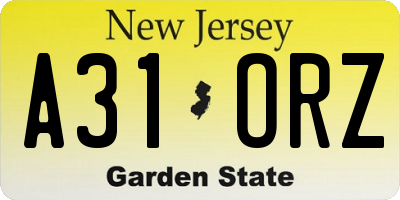 NJ license plate A31ORZ
