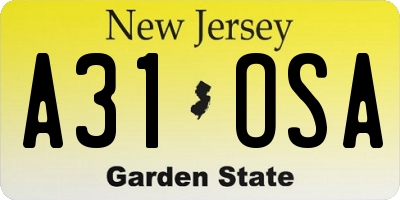 NJ license plate A31OSA