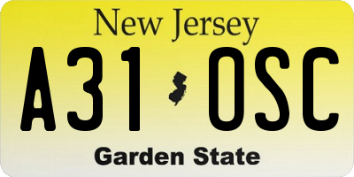 NJ license plate A31OSC