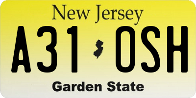 NJ license plate A31OSH