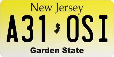 NJ license plate A31OSI