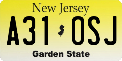 NJ license plate A31OSJ