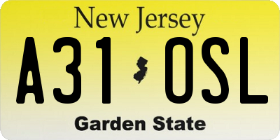 NJ license plate A31OSL