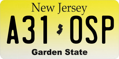 NJ license plate A31OSP