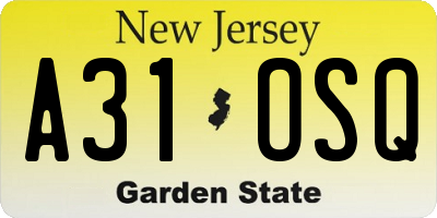 NJ license plate A31OSQ