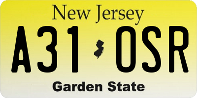 NJ license plate A31OSR