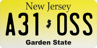 NJ license plate A31OSS