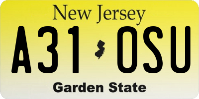 NJ license plate A31OSU