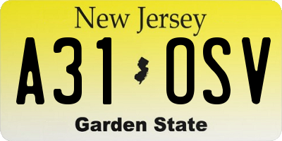 NJ license plate A31OSV