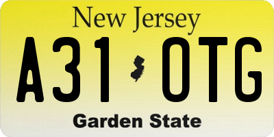 NJ license plate A31OTG