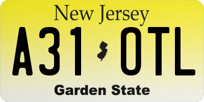 NJ license plate A31OTL