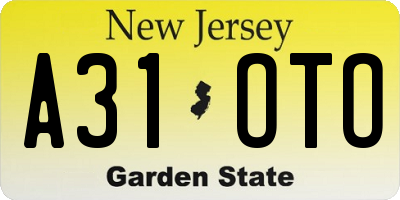NJ license plate A31OTO