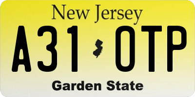 NJ license plate A31OTP