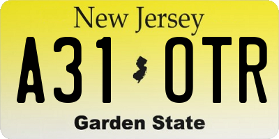 NJ license plate A31OTR