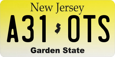 NJ license plate A31OTS