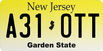 NJ license plate A31OTT
