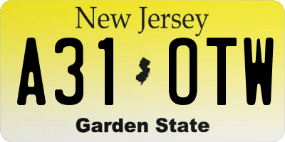 NJ license plate A31OTW