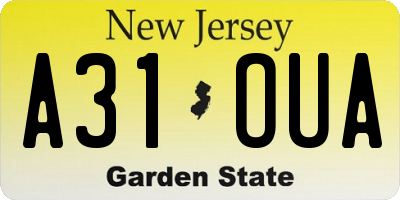 NJ license plate A31OUA