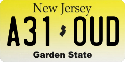 NJ license plate A31OUD