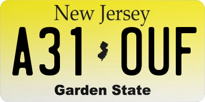 NJ license plate A31OUF