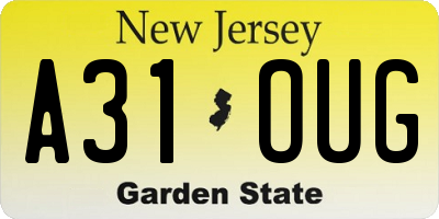 NJ license plate A31OUG