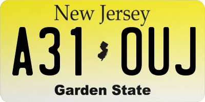 NJ license plate A31OUJ