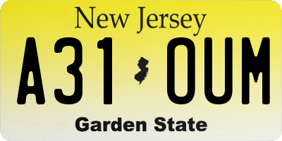 NJ license plate A31OUM