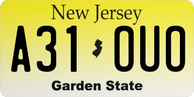 NJ license plate A31OUO