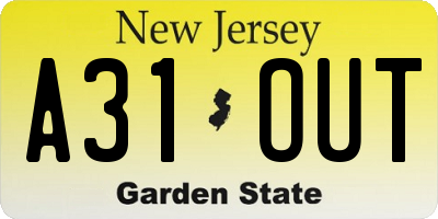NJ license plate A31OUT