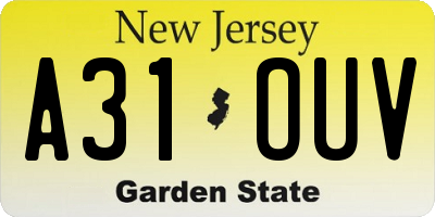 NJ license plate A31OUV