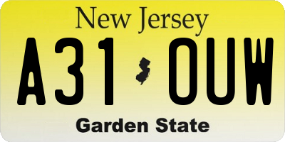 NJ license plate A31OUW