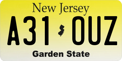 NJ license plate A31OUZ