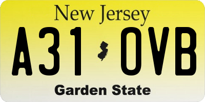 NJ license plate A31OVB