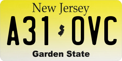 NJ license plate A31OVC