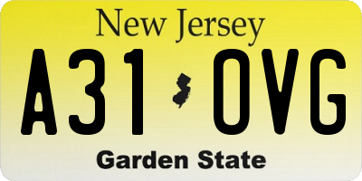 NJ license plate A31OVG