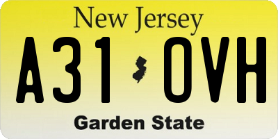NJ license plate A31OVH