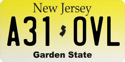 NJ license plate A31OVL