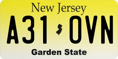 NJ license plate A31OVN