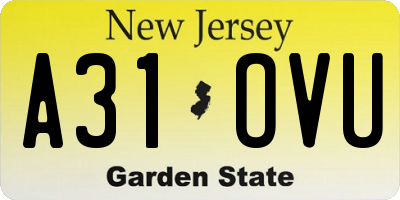 NJ license plate A31OVU