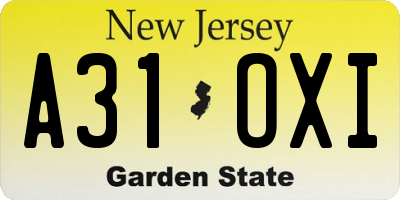 NJ license plate A31OXI