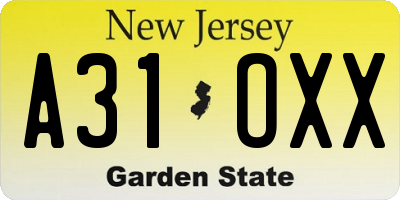 NJ license plate A31OXX