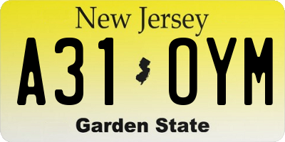 NJ license plate A31OYM