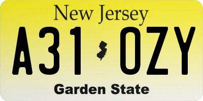 NJ license plate A31OZY